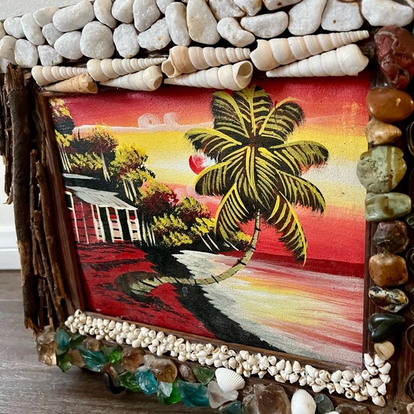 Tropical Beach Painting with Decorative Frame - Picture 6 of 14